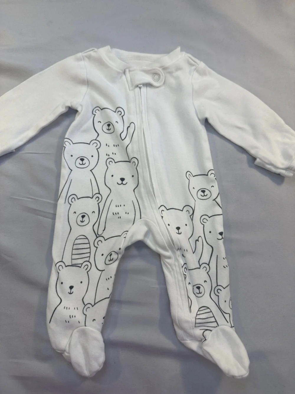 Carter's White Bear Print Footed One-Piece - Picture 3 of 5